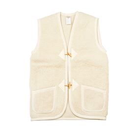 Gilet en laine de mouton avec boutons naturel