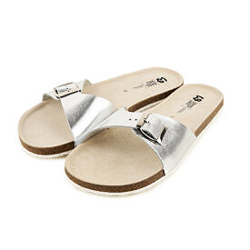 Claquettes en cuir pieds nus pour femme
Denisa, argent