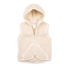 Gilet pour bébé en laine de mouton avec capuche naturel