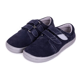 Baskets en cuir pieds nus à velcro Beda, bleu