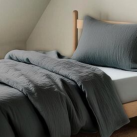 Linge de lit avec fermeture éclair en mousseline, gris