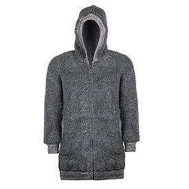 Sweat-shirt allongé en laine de mouton gris foncé