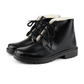 Bottes d'hiver en cuir et laine de mouton pour femmes Amelie, noir