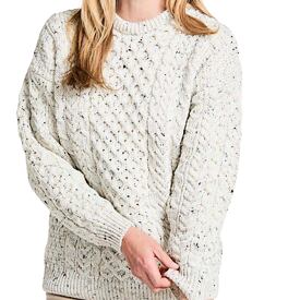 Pull en laine mérinos pour femmes avec motif traditionnel, crème
