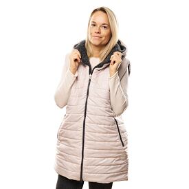Gilet imperméable en laine avec capuche, beige
