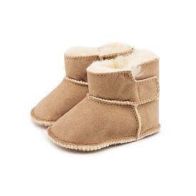 Chaussons pour enfants avec fourrure d’agneau, beige