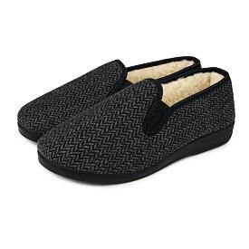 Chaussons antidérapants pour hommes en laine de mouton mérinos, gris