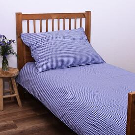Linge de lit folklorique en toile de coton, bleu