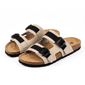 Mules en cuir pour femmes à semelle en liège Urban, beige