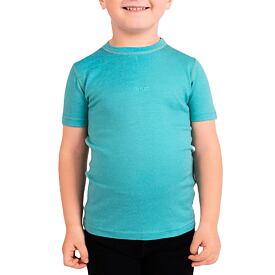 T-shirt à manches courtes en mérinos pour enfants, turquoise