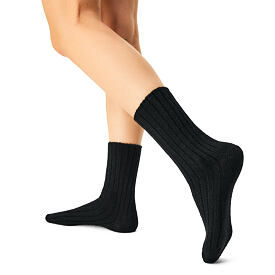 Chaussettes en laine de mouton Merino avec ourlet médical noir