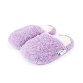 Pantoufles de télévision pour enfants en laine de mouton, violet