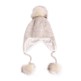 Bonnet en laine couvre-oreilles Vlnka pour enfants V19 beige