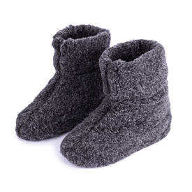 Chaussons de télévision en laine de mouton, gris foncé