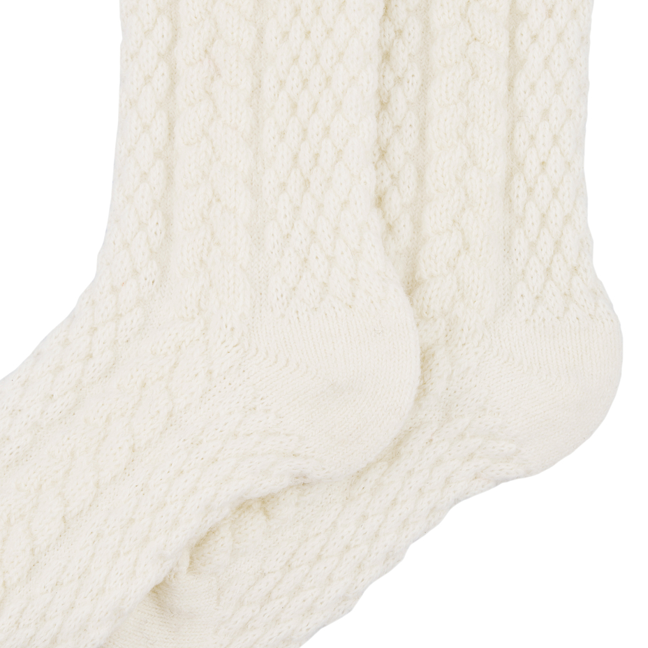 Chaussettes traditionnelles pour enfants en mouton Merino blanc