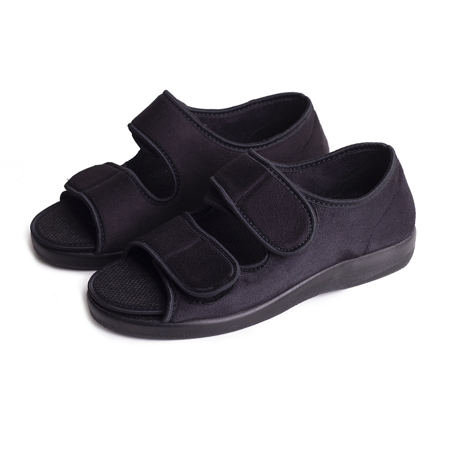 Chaussures médicales à bandage ouvertes, noires