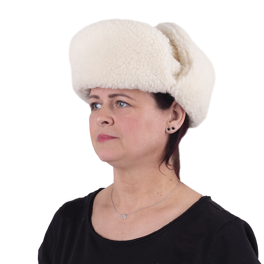 Bonnet avec cache-oreilles en laine de mouton naturelle