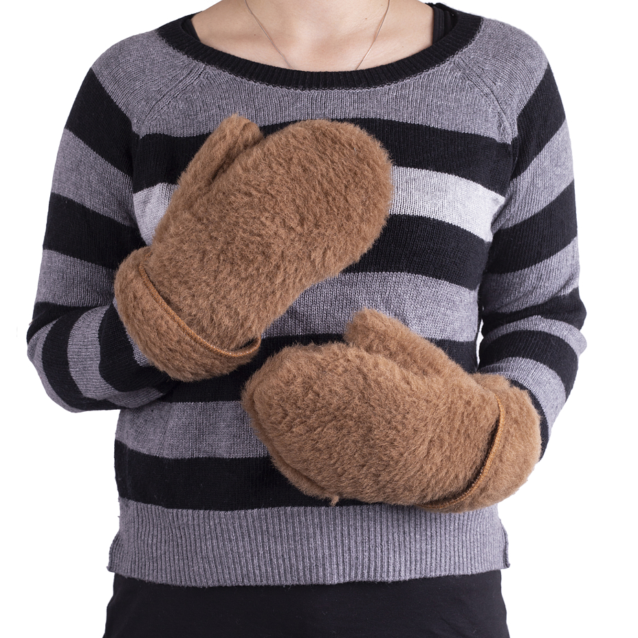 Moufles en laine de mouton marron