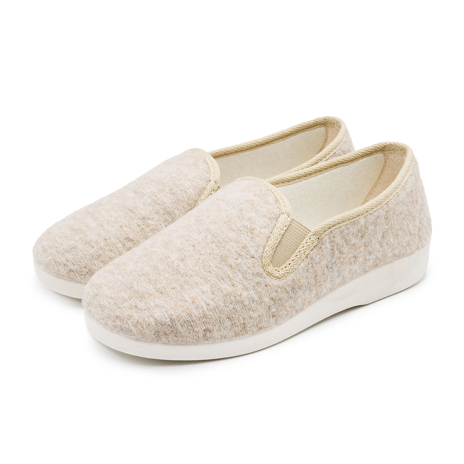 Chaussons en feutre de laine, beiges