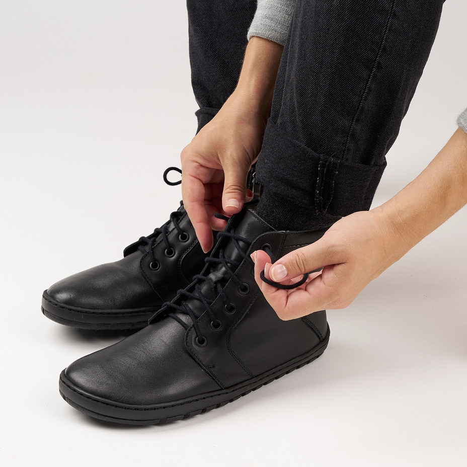 Bottines en cuir pieds nus pour femmes Devon, noir