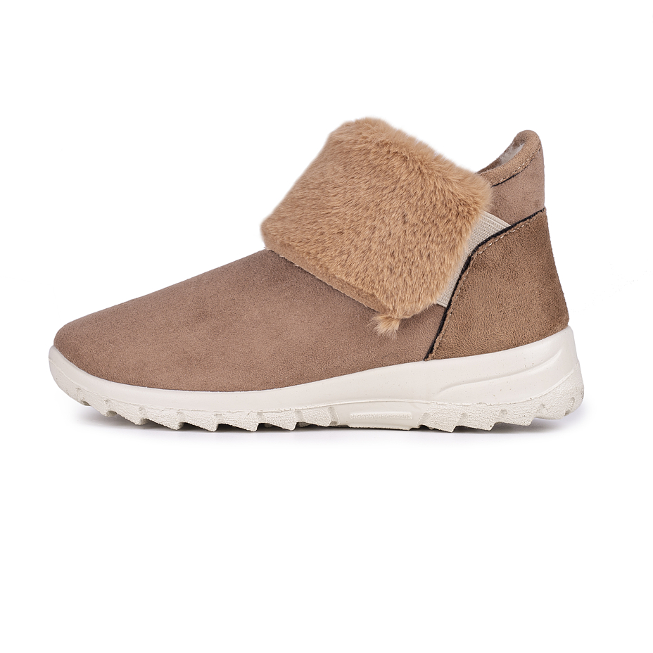 Bottines femme avec laine de mouton Bara, marron clair