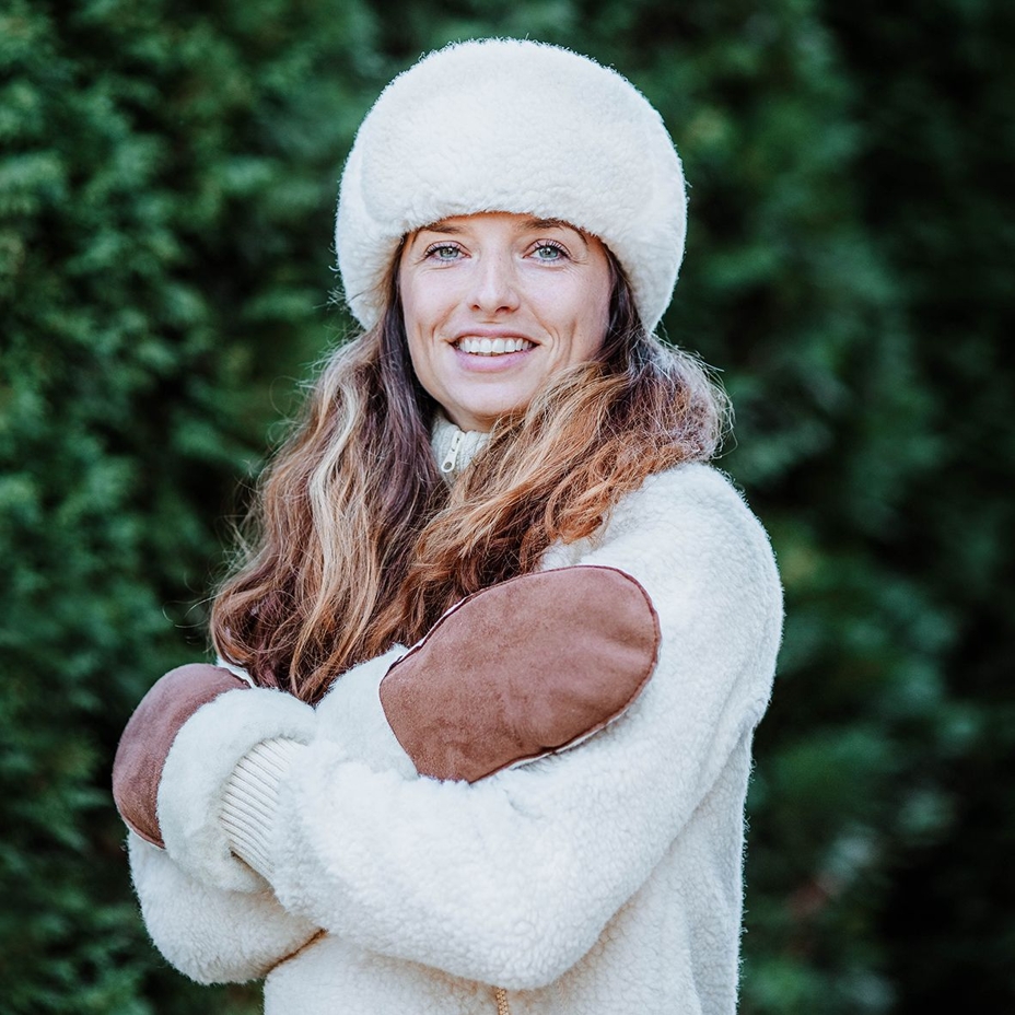 Bonnet avec cache-oreilles en laine de mouton naturelle