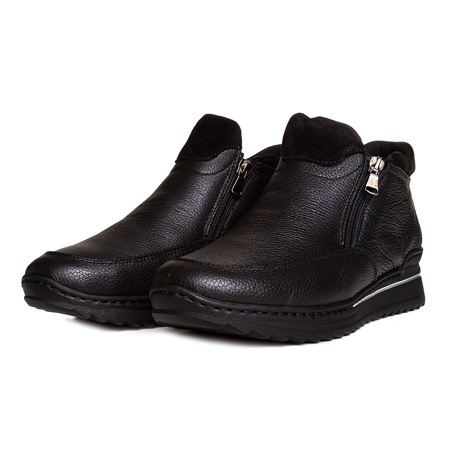 Bottines en cuir pour femmes avec fermeture éclair Miriam, noir