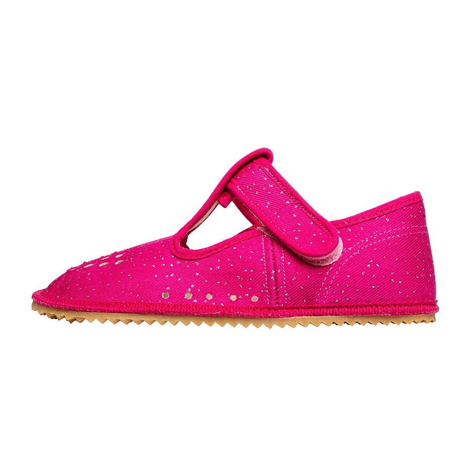 Pantoufles textiles à velcro pieds nus pour enfants Beda, rose