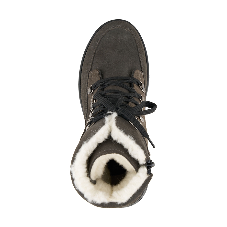Bottes d'hiver en cuir et laine de mouton pour femmes Magdalena, grises