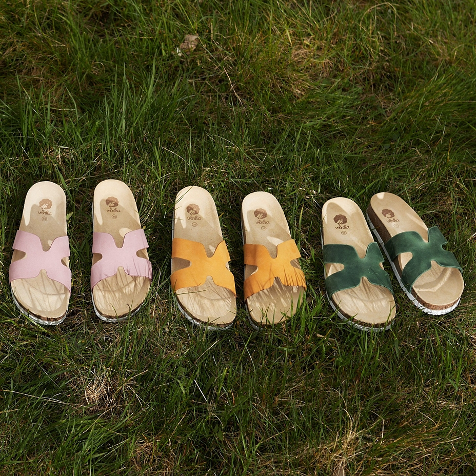 Claquettes anatomiques en liège pour femmes Zora, beige