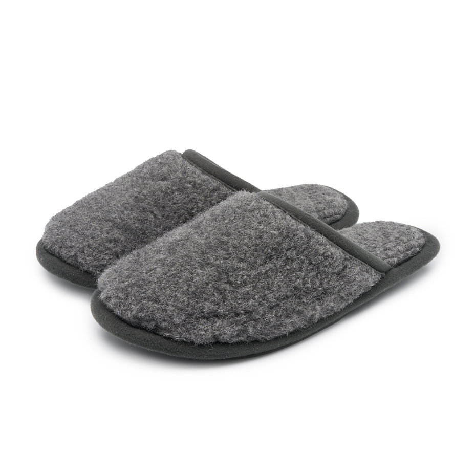 Pantoufles en laine, gris foncé