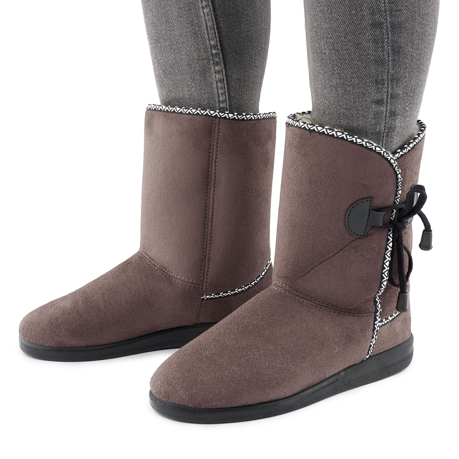 Bottes valenki pour femmes en laine de mouton, marron foncé