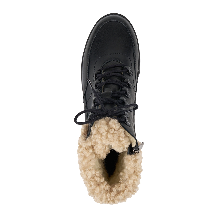Bottes en cuir pour femmes avec laine de mouton Elise, noir
