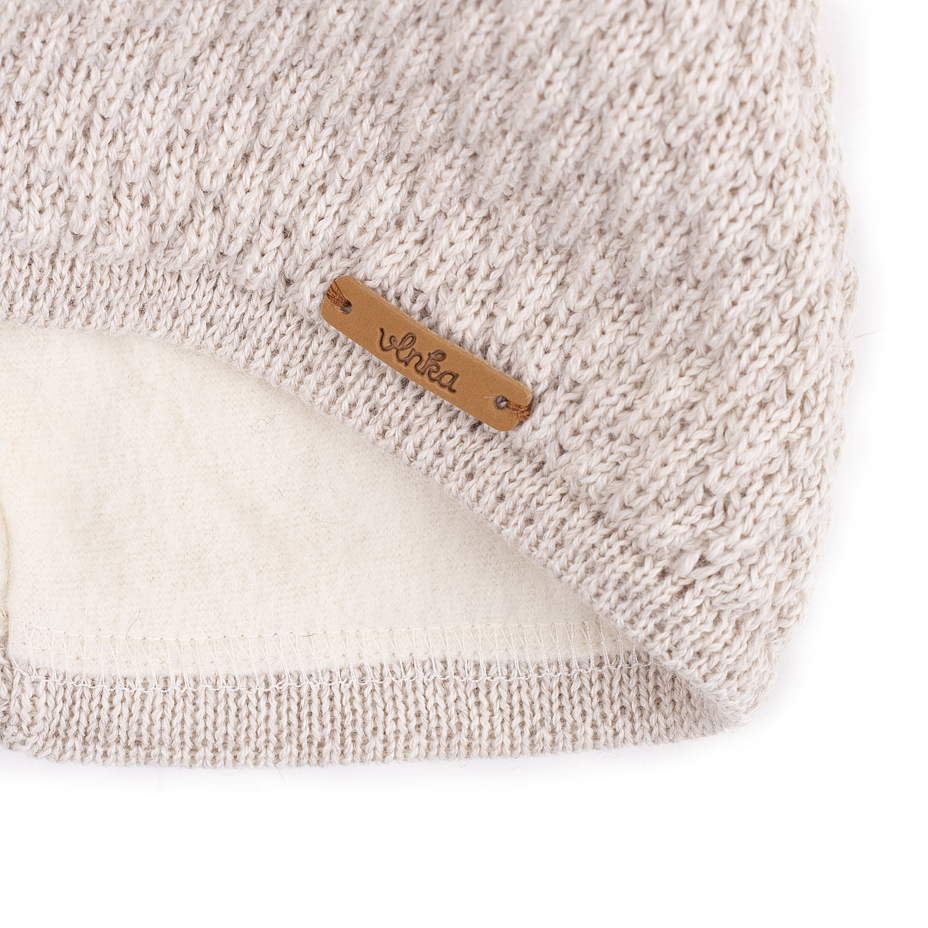 Bonnet en laine Vlnka V01 blanc naturel