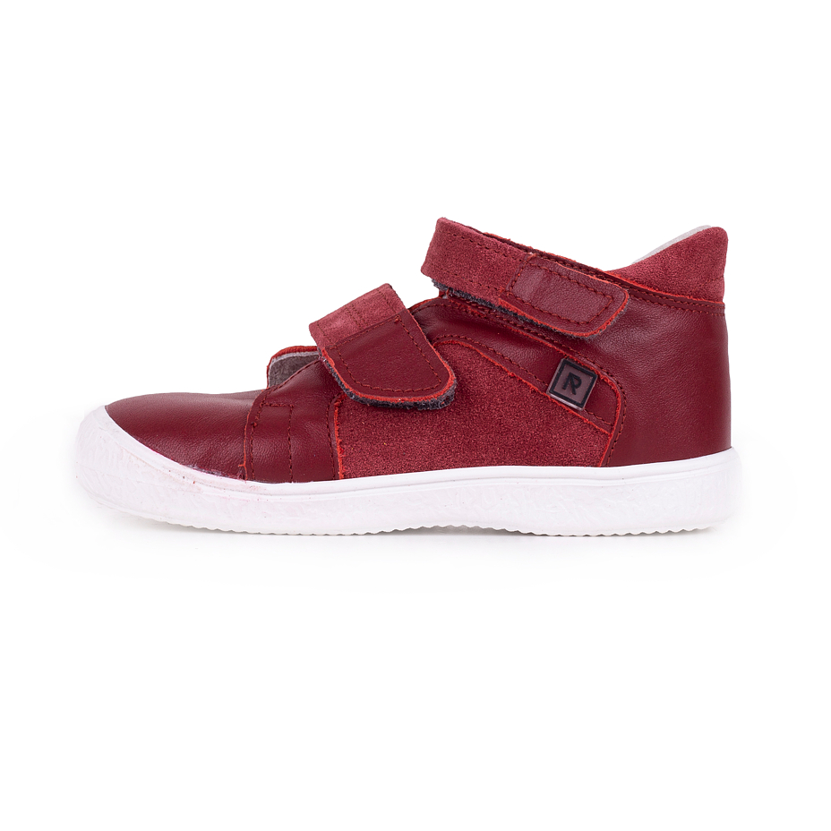 Baskets en cuir à velcro pour enfants Kiki, rouge