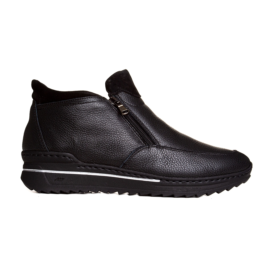 Bottines en cuir pour femmes avec fermeture éclair Miriam, noir