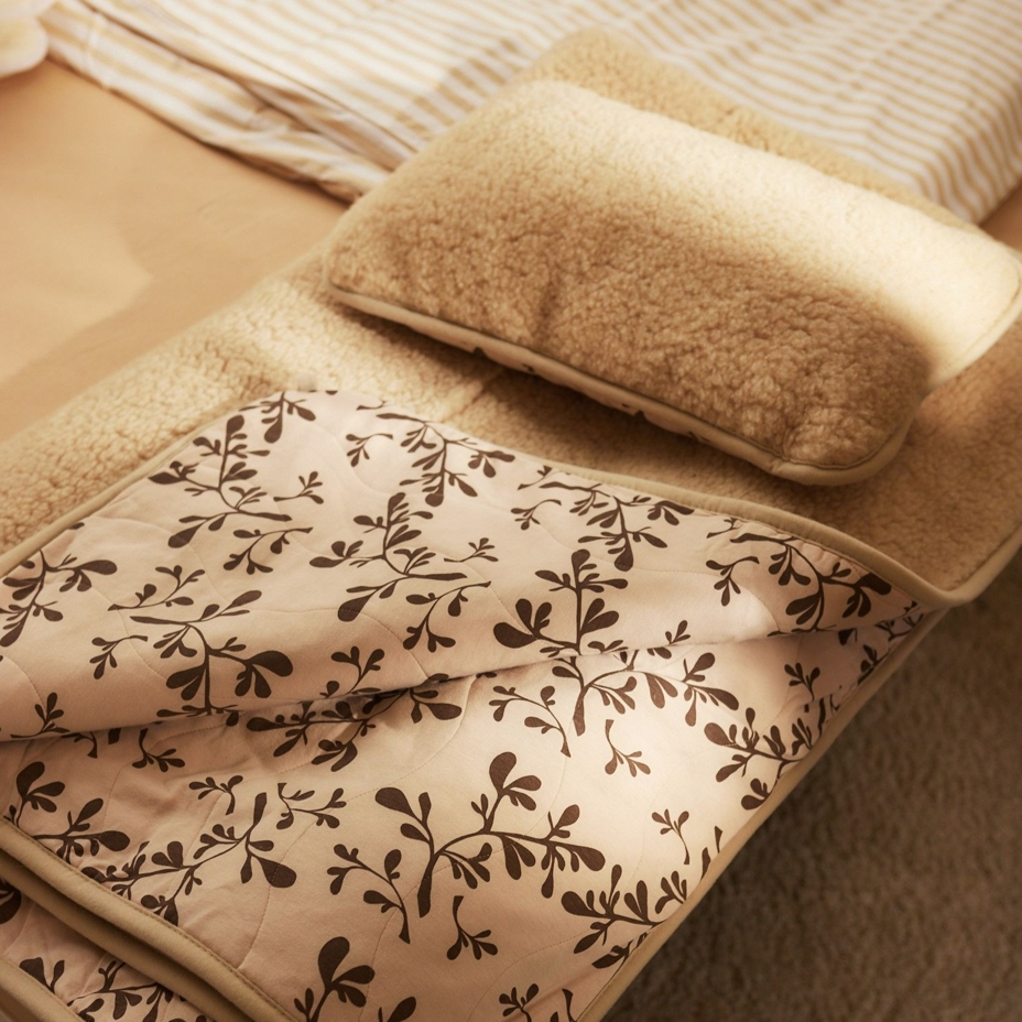 Couverture à double épaisseur en laine Mérino avec doublure beige