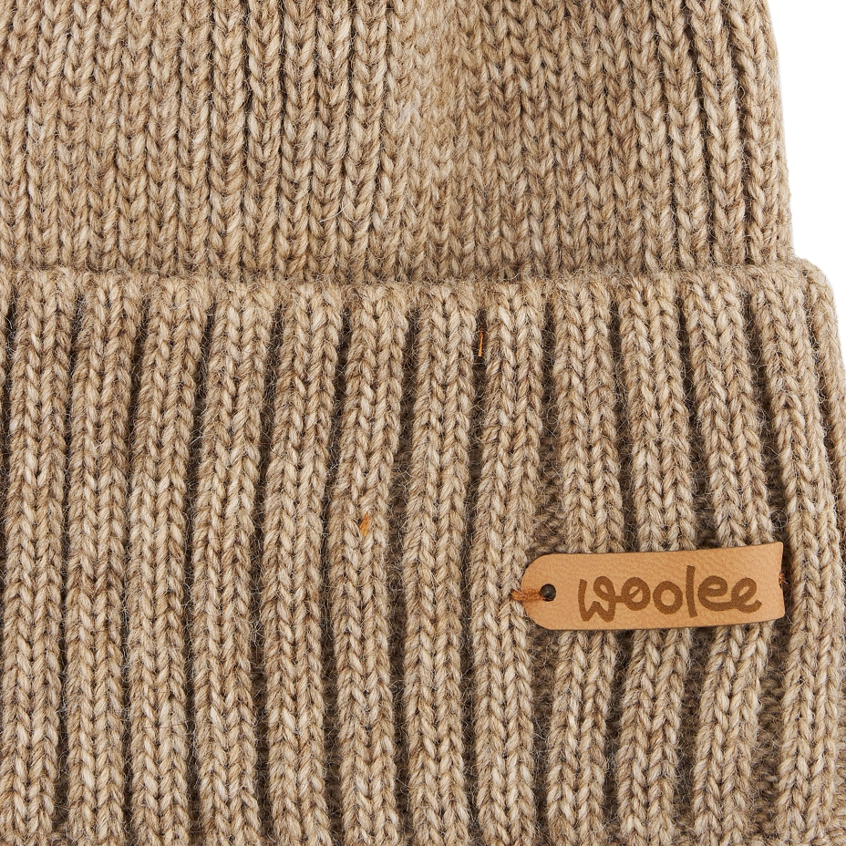 Bonnet en laine de mouton Woolee V36 marron clair