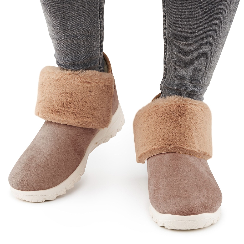 Bottines femme avec laine de mouton Bara, marron clair