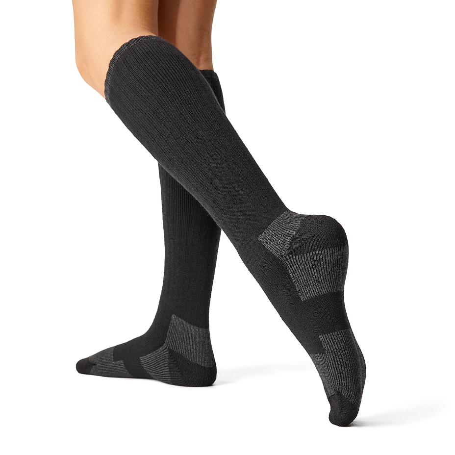 Chaussettes hautes avec laine de mouton mérinos, Beskides, noir