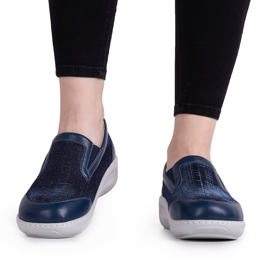 Ballerines en cuir pour femmes Jolana, bleu