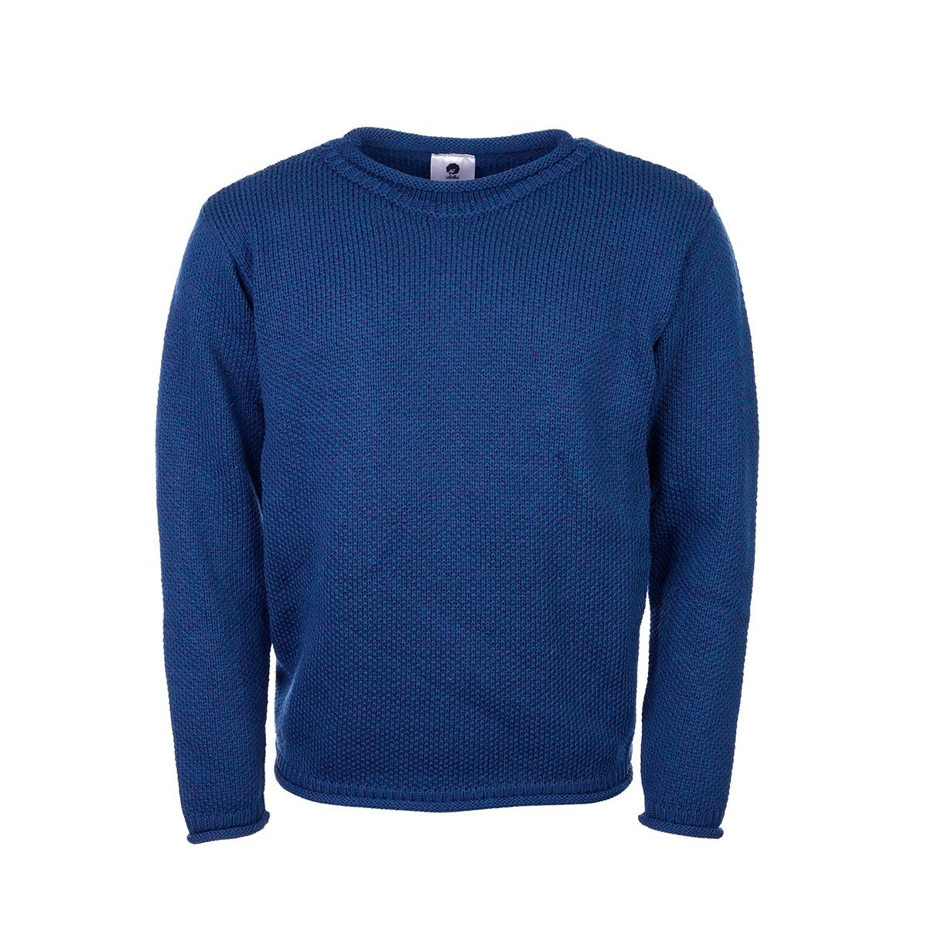 Pull en laine mérinos pour hommes, bleu foncé