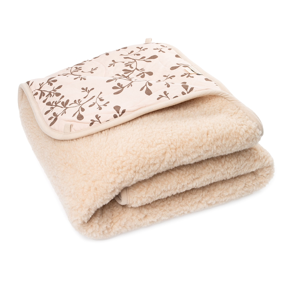 Couverture à double épaisseur en laine Mérino avec doublure beige