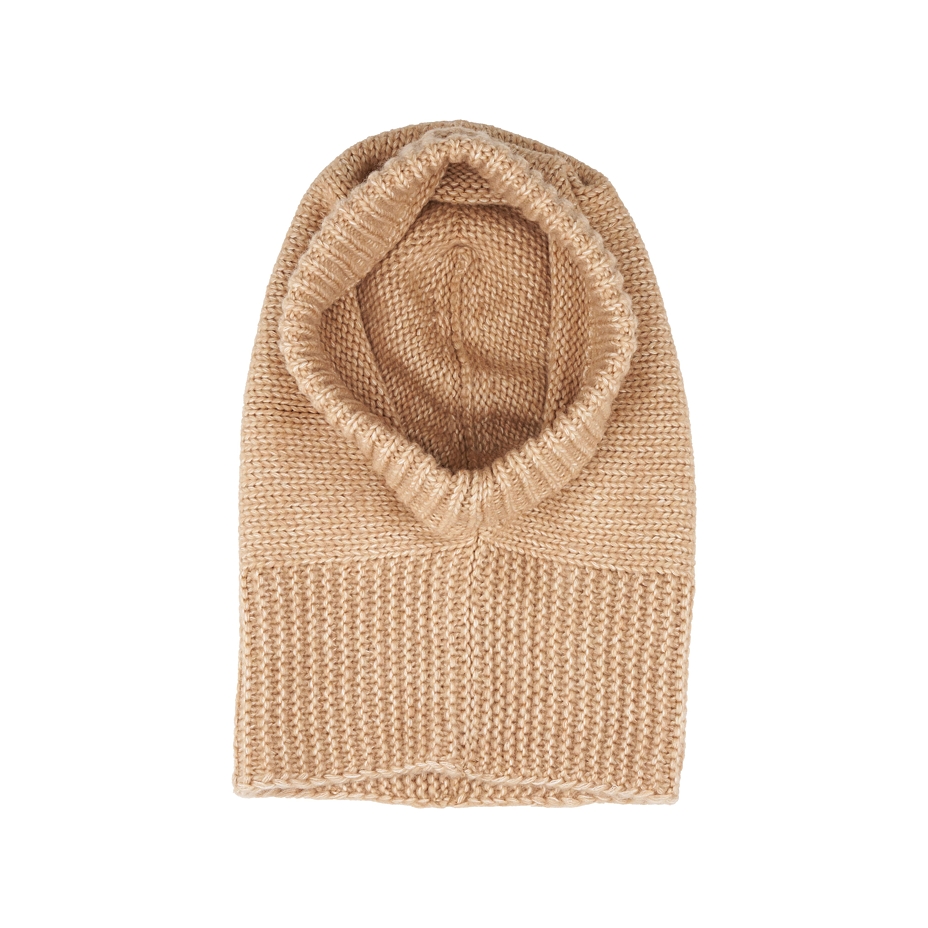 Capuche en laine mérinos tricotée Supersoft Alvear, beige