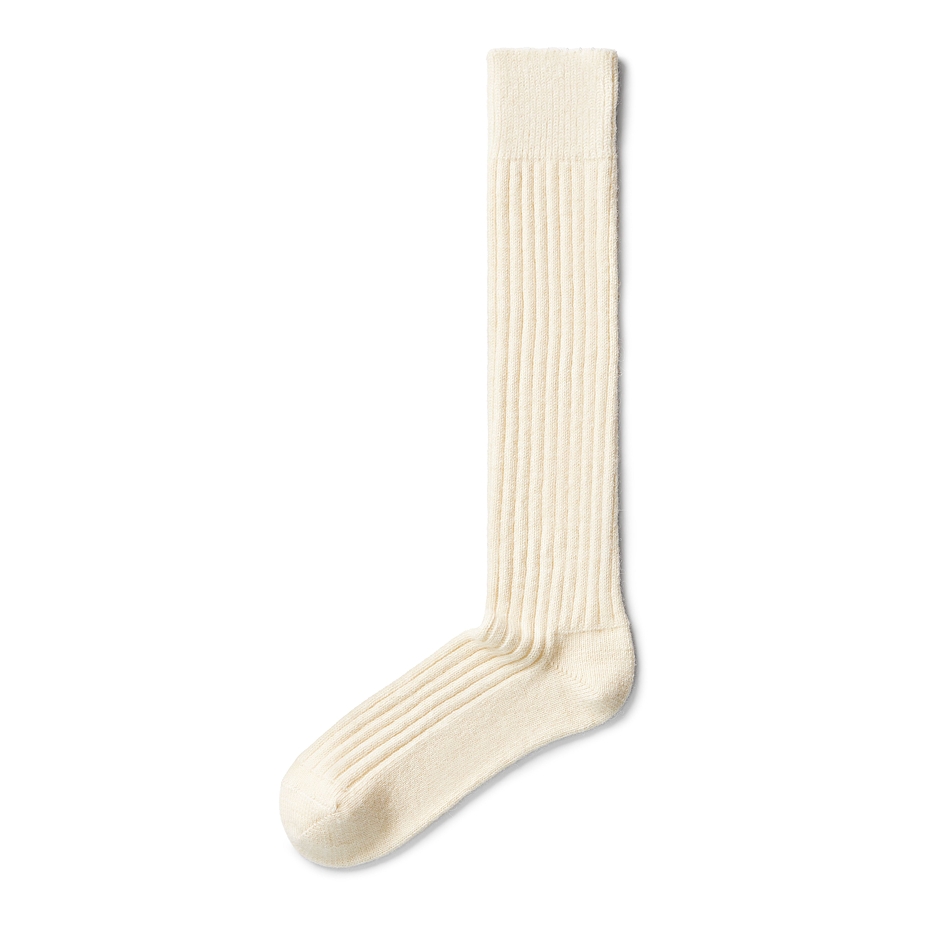 Chaussettes hautes en laine de mouton mérinos avec bords de santé, blanche