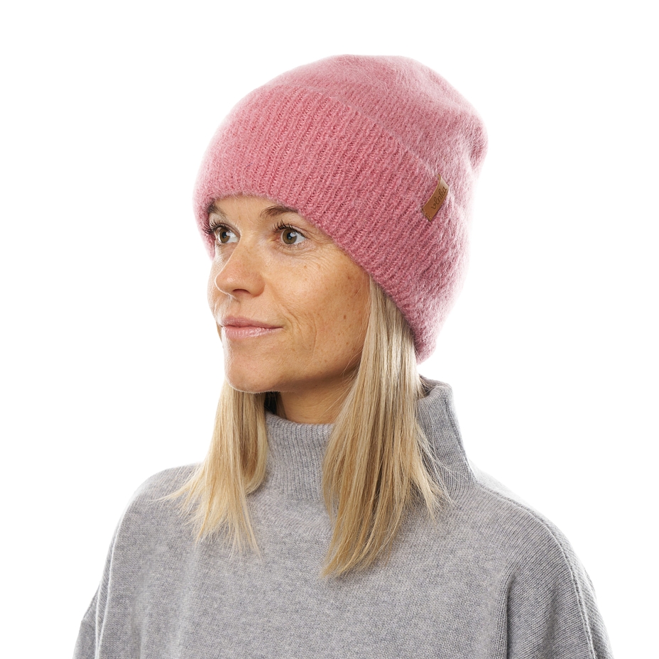Bonnet en mohair doublé de laine mérinos Leandro, rose
