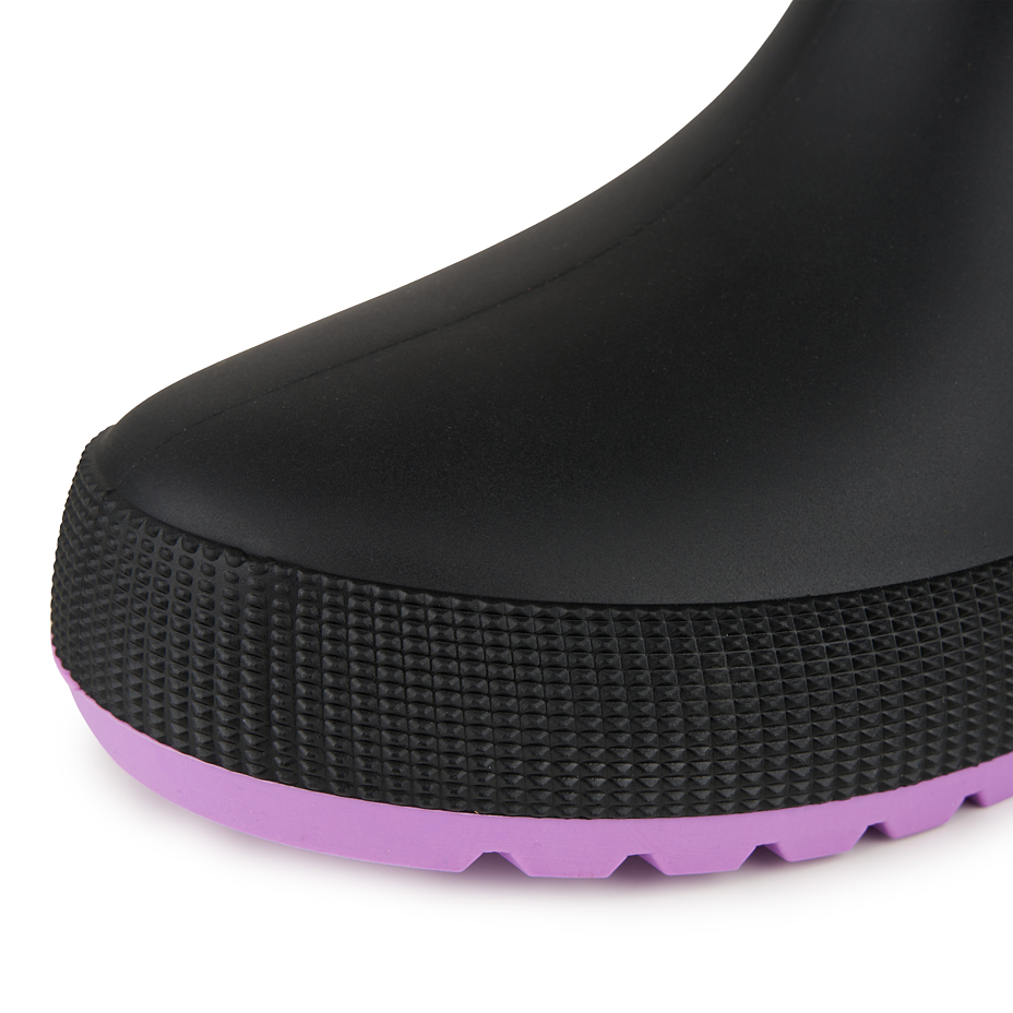 Bottines de pluie pour femme avec semelle intérieure en laine noire/violette