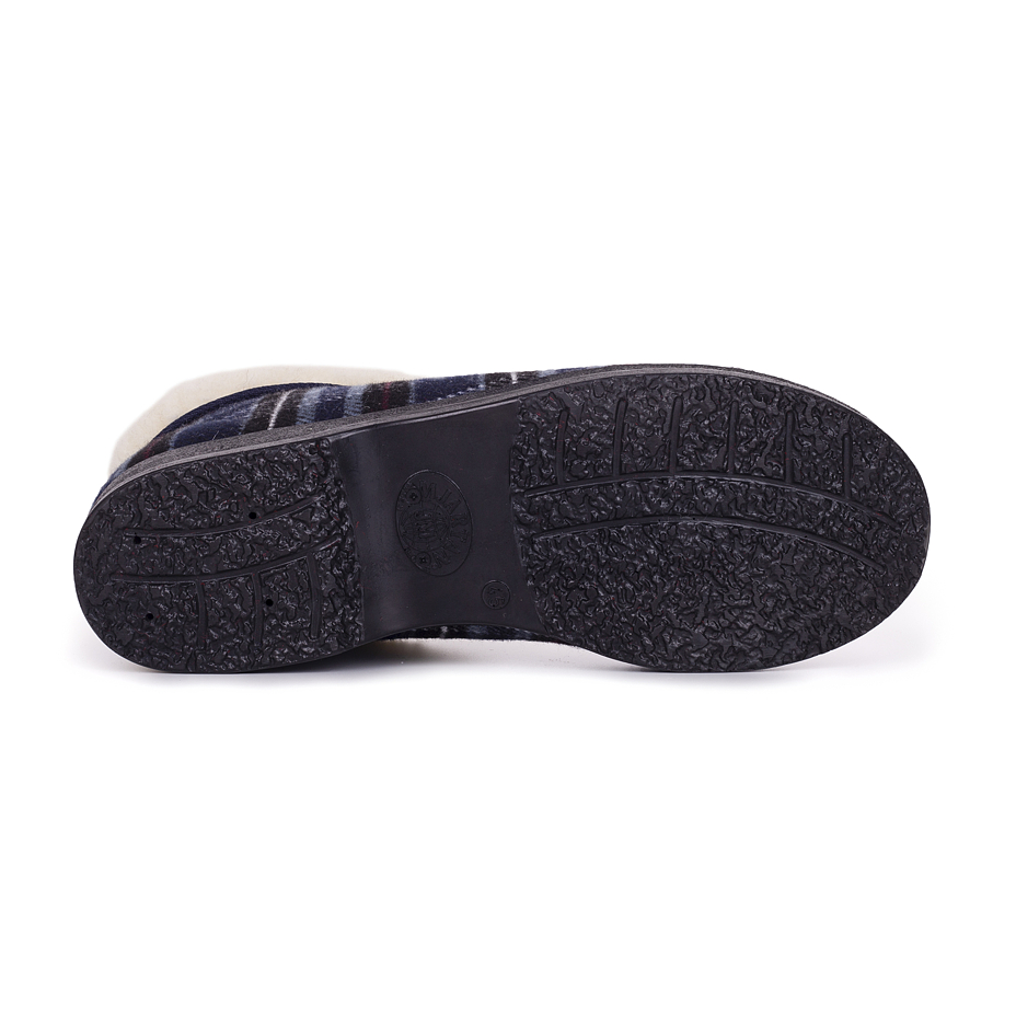 Chaussons pour hommes avec fermeture éclair en laine de mouton Olda, carreaux