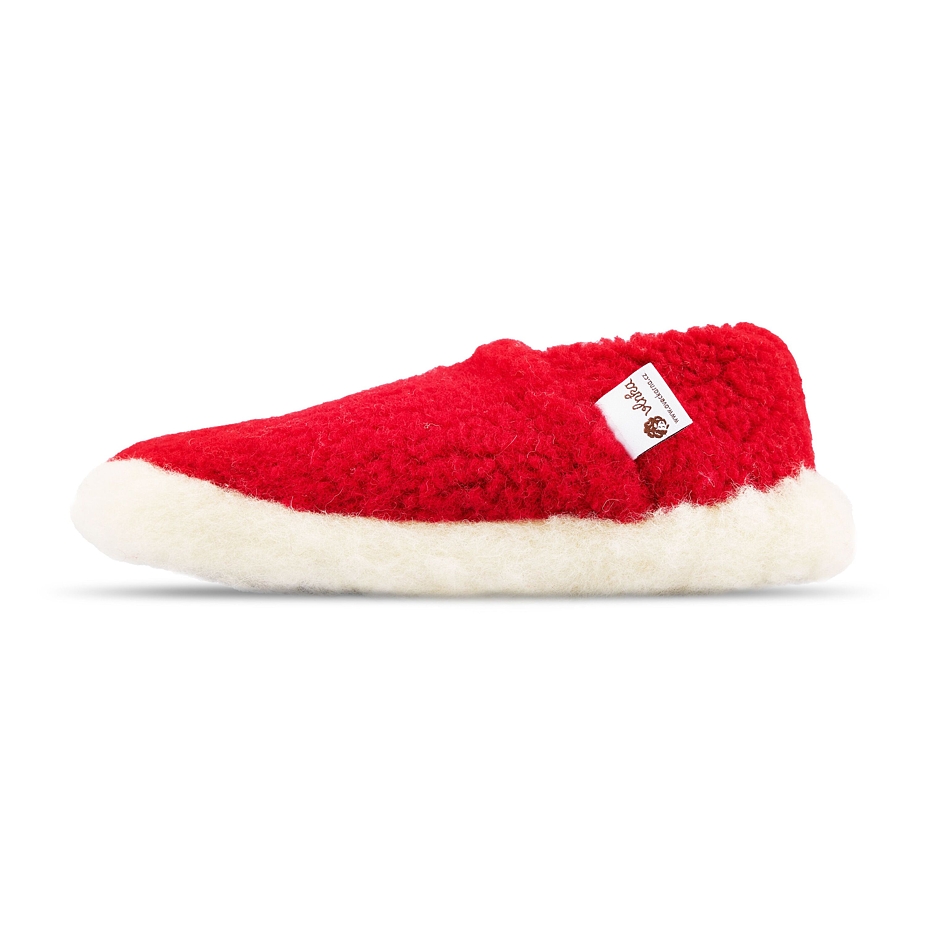 Chaussons basses de télévision en laine de mouton, rouge