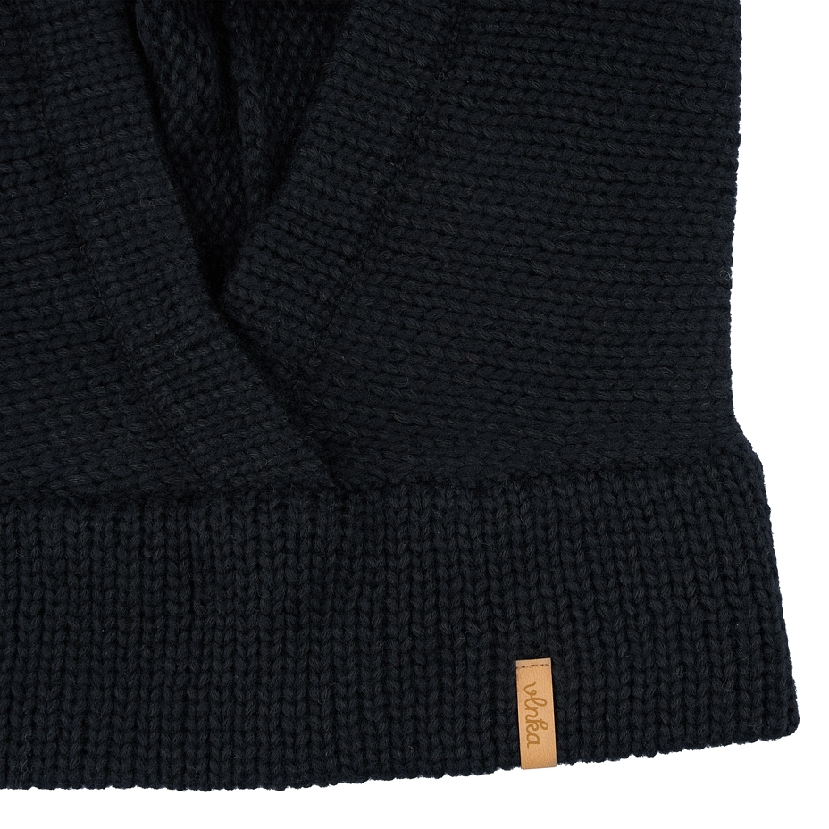 Capuche tricotée en laine mérinos Skandor, noire
